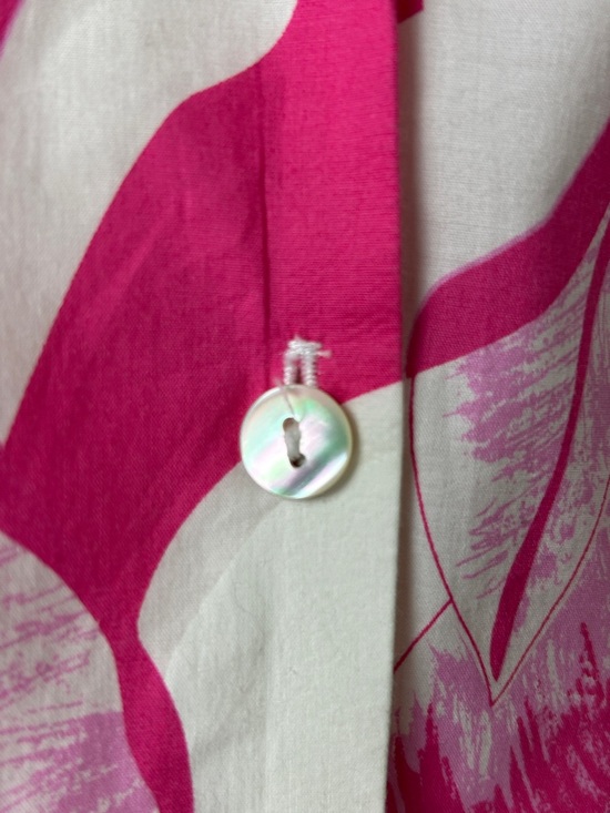 Trina Turk Pink White Floral Top Size S Made in USA Cotton Stretch Resort Chic - Picture 6 of 9